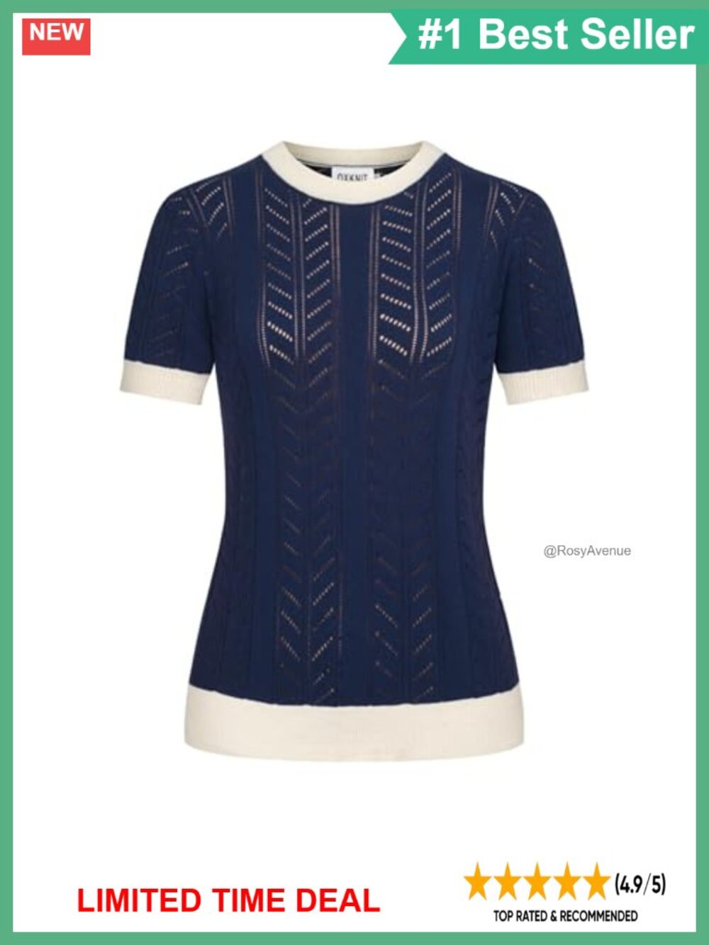 Women's Vintage Knit Short Sleeve T-Shirt Crewneck Cotton Retro Summer Top